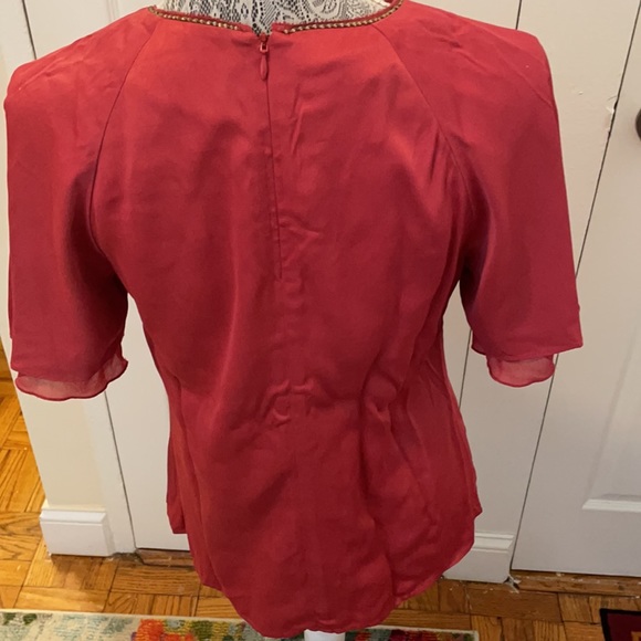 Reiss Burnt Orange Flutter Sleeve Top - Picture 3 of 7